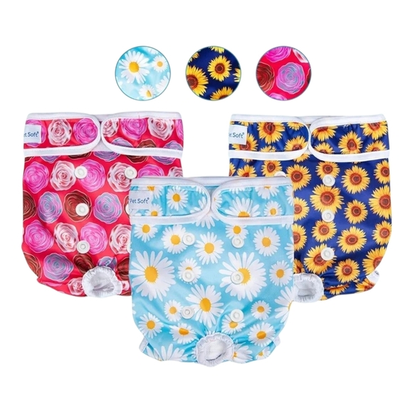 Pet Soft - Medium Female Dog Diapers, 3Pack Washable - Picture 4 of 7